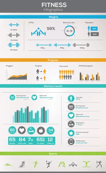 Fitness-Infografik-Elemente — Stockvektor