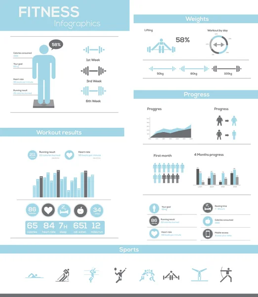 Infográfico de fitness — Vetor de Stock