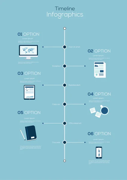 平坦的时间线图. — 图库矢量图片