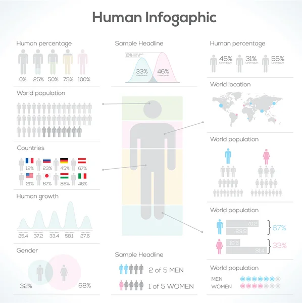 Insan Infographic illüstrasyon — Stok Vektör