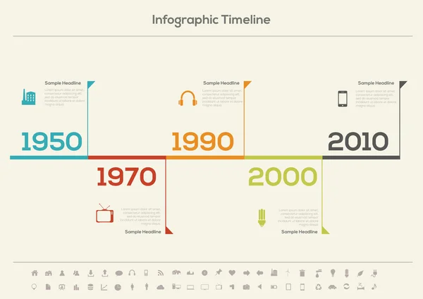 Infografía de la línea de tiempo retro . — Vector de stock