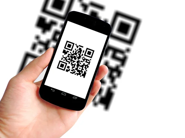 Scanning QR code with mobile phone — Stock Photo, Image