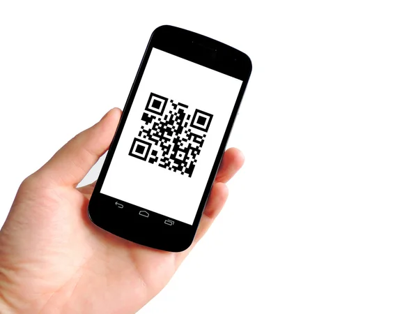 QR code met mobiele telefoon — Stockfoto