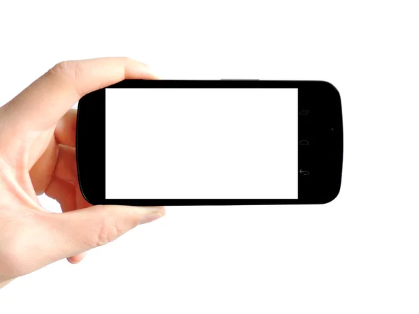 akıllı telefon üzerinde beyaz izole el