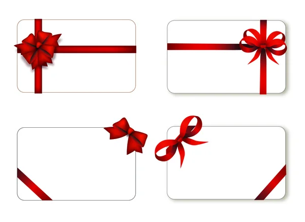 Nota de tarjeta con lazos de regalo rojos — Vector de stock