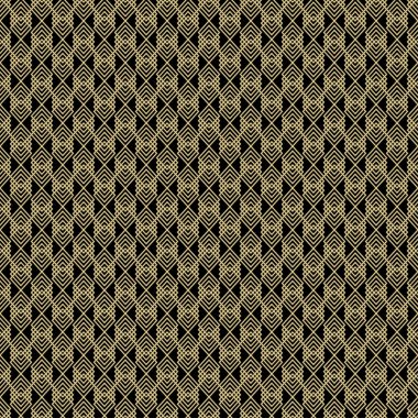 Geometrik Vektör Kusursuz Desen Arkaplanı. Soyut Dekoratif Lüks Lineer Modern Doku Arkaplanı. Antika Sanat Deco Sanat Nouveau Muhteşem Gatsby Grafik Tasarımı. Retro Vintage Süslü Doğu Şam Duvar Kağıdı. Monokromatik Açık Gri