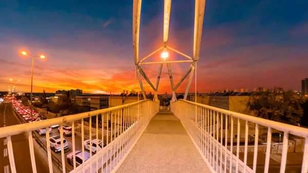 New York - magnifique coucher de soleil sur manhattan avec manhattan et brooklyn bridge — Photo