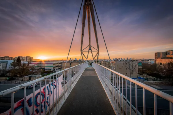 New York - magnifique coucher de soleil sur manhattan avec manhattan et brooklyn bridge — Photo