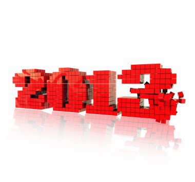 3D 2013 yılı kırmızı metin, küpler tarafından başlığı