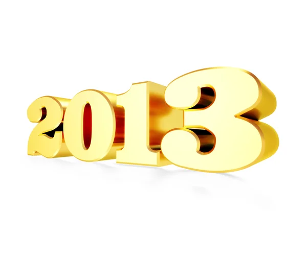 3D 2013 Gold text New year concept isolated white background — Stock Photo, Image