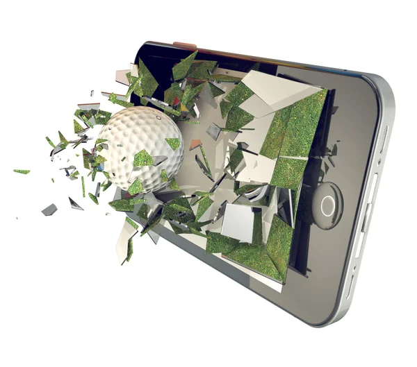 Pelota de golf en el teléfono móvil —  Fotos de Stock