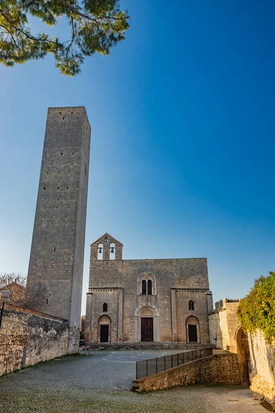 Vesnice Tarquinia Viterbo Lazio Itálie Věž Fasáda Kostela Santa Maria — Stock fotografie