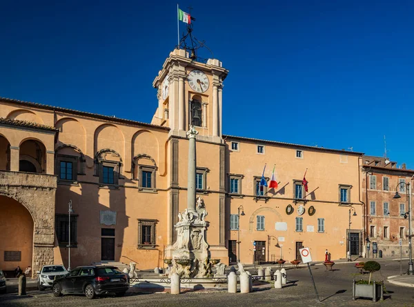 Února 2022 Tarquinia Viterbo Lazio Itálie Hlavní Náměstí Obce Kruhová — Stock fotografie