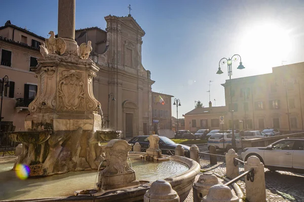 Fevereiro 2022 Tarquinia Viterbo Lazio Itália Fonte Circular Com Obelisco — Fotografia de Stock