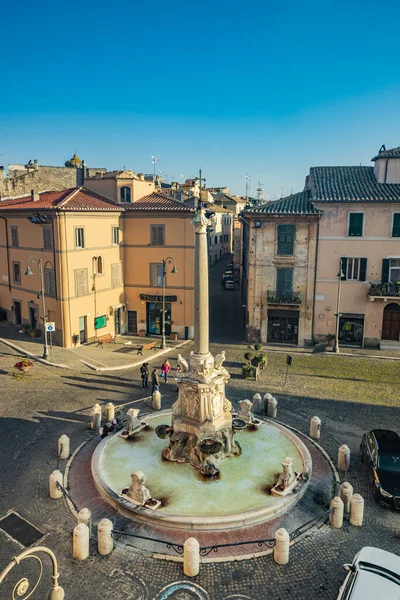 Fevereiro 2022 Tarquinia Viterbo Lazio Itália Praça Principal Aldeia Fotografada — Fotografia de Stock