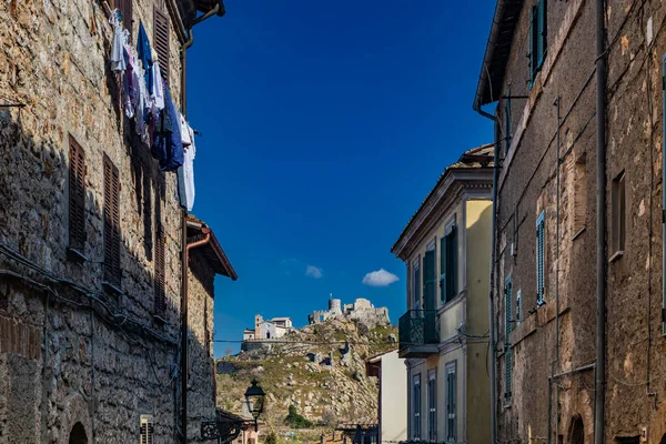 Piccolo Borgo Tolfa Nel Lazio Vista Della Fortezza Chiesa Del — Foto Stock