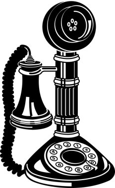 Retro şamdan telefon siyah beyaz