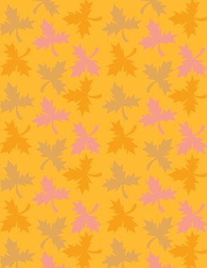Turuncu üzerinde arka plan deseni sonbahar yaprakları
