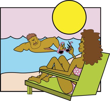 geçmiş kadın kaslı bir erkek olarak izlerken yüzüyor