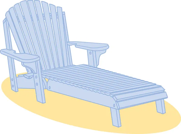 Blue wooden beach lounge chair on sand — Stock Vector