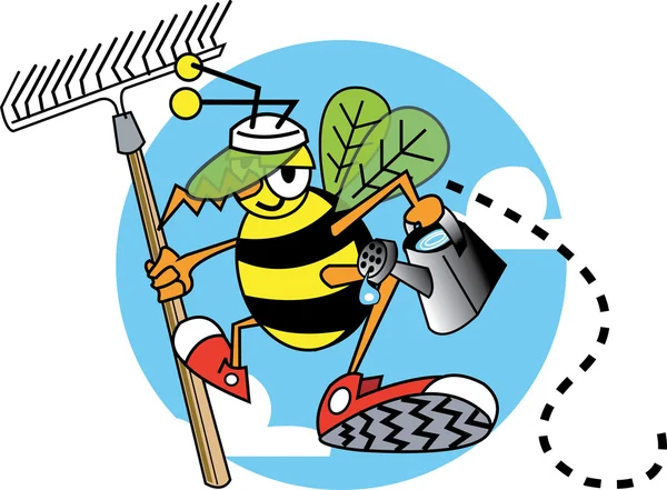 Рабочая пчела готова работать в саду — стоковый вектор