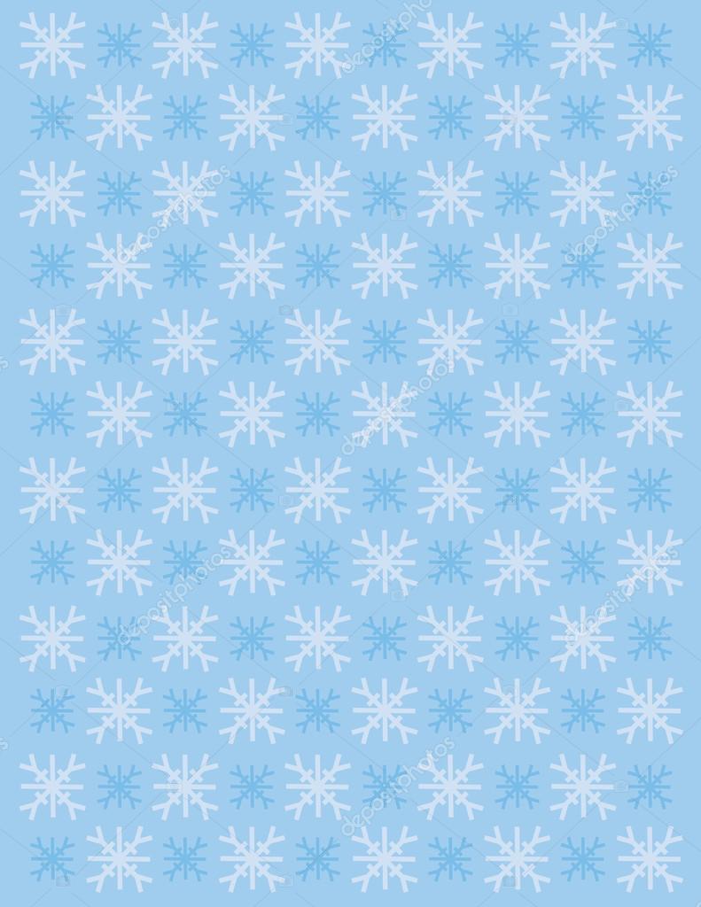 Blue winter pattern of snowflakes