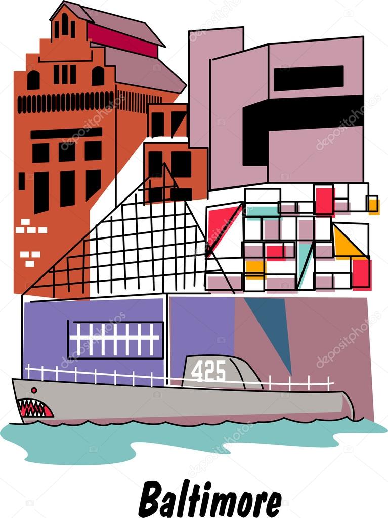 Baltimore Maryland ship and building scene