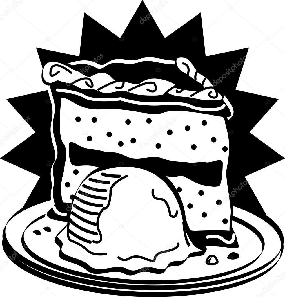 Clipart Ice Cream Black And White Black And White Slice Of Cake And Ice Cream Stock Vector C Clipartguy