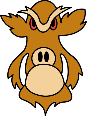 yaban domuzu yüz dişleri ile kırmızı gözlü