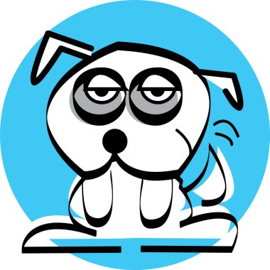 Gözlerinin altında koyu halkalar ile üzgün küçük beyaz köpek
