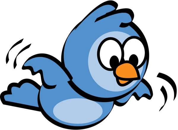 Oiseau bleu foncé volant et battant ses petites ailes — Image vectorielle