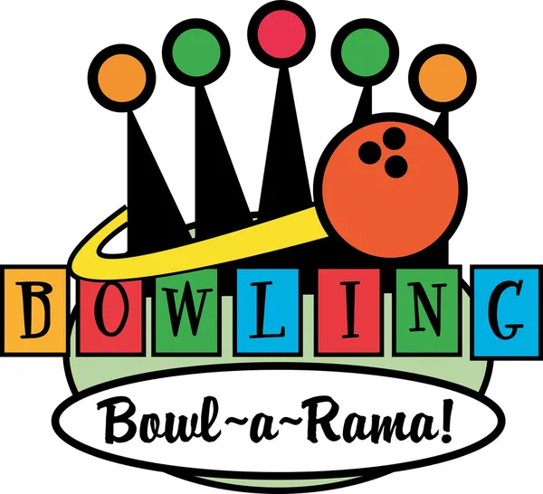 Bowling bal en een line-up van pins — Stockvector