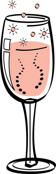 Glass Of Bubbly Pink Champagne — Stock Vector