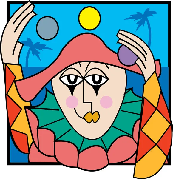 Clown tropical jonglerie — Image vectorielle