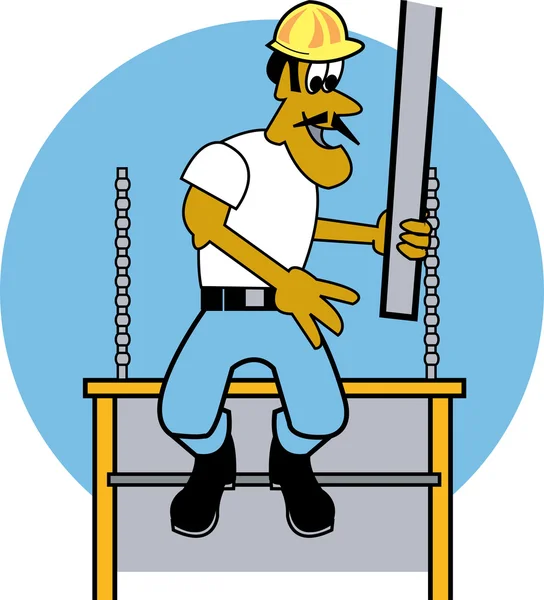 Masculino construção trabalhador em um amarelo Hardhat — Vetor de Stock