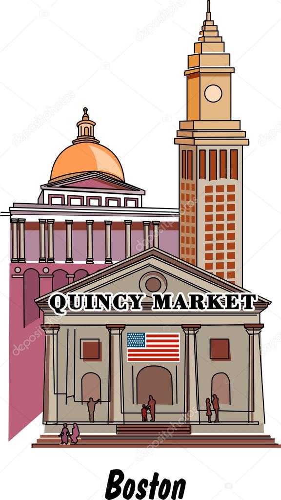 Boston Massachusetts city scene at Quincy Market