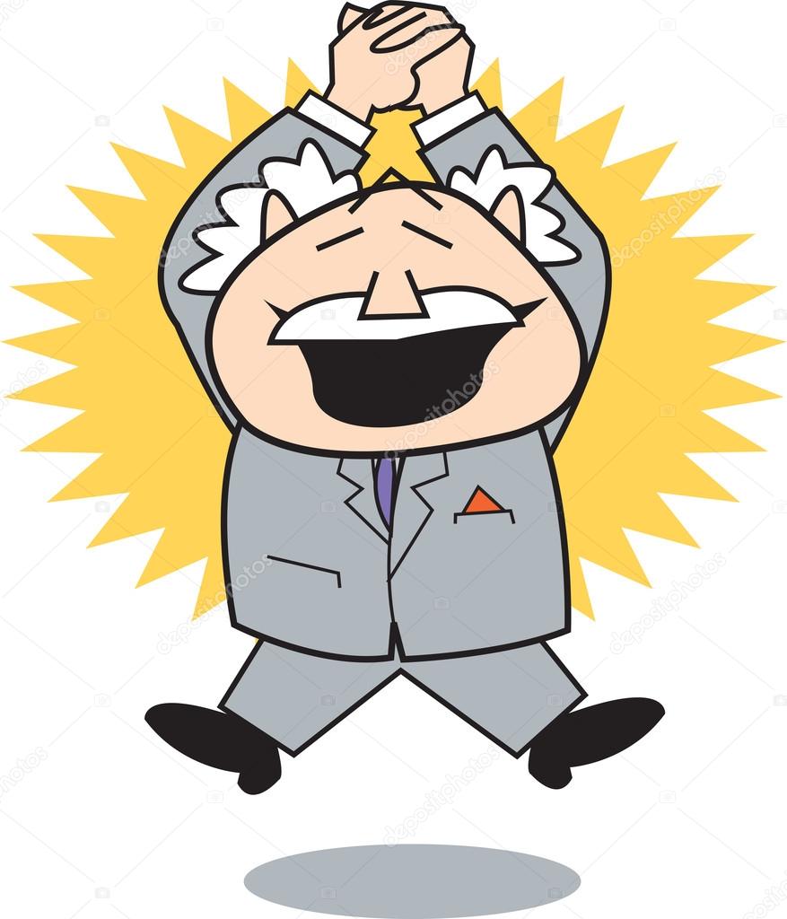 Businessman clapping and jumping