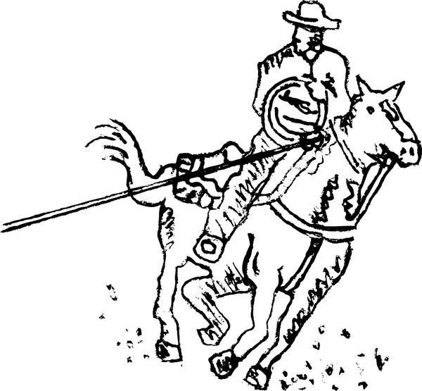 Cavaliere rodeo cowboy occidentale — Vettoriale Stock