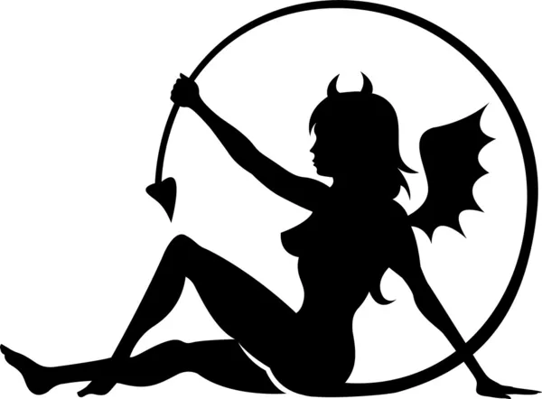 Диявол дівчина татуювання дизайн Стокова Ілюстрація