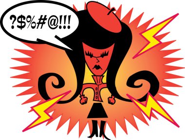 Angry girl cursing clipart