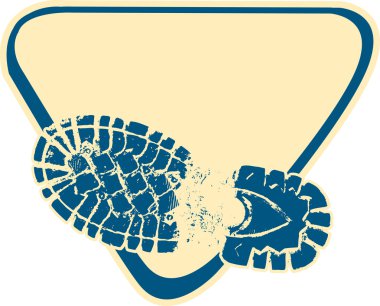 Blue Hikers Boot Track Over A Triangle clipart