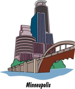 Köprü ve gökdelen şehir minneapolis Minnesota