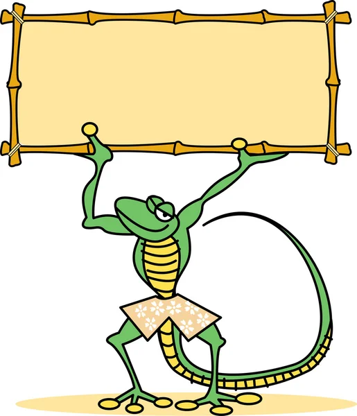 Lizard with sign — Stock Vector