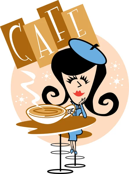 Fille au café — Image vectorielle