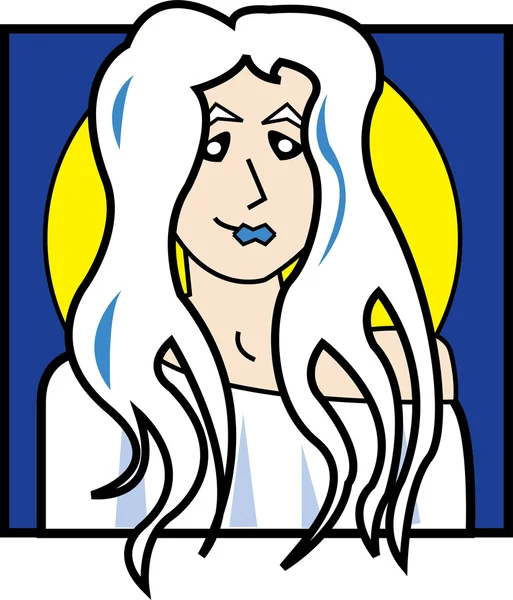 Schöne weißhaarige Göttin Frau — Stockvektor