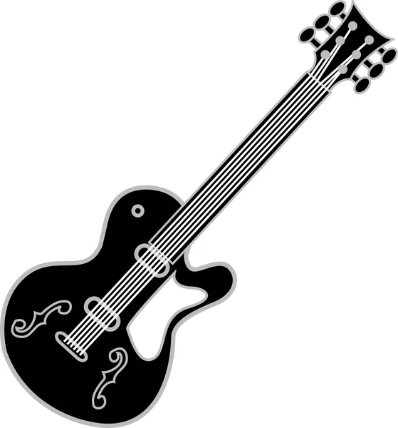 Black And White Guitar Over a White Background — Stock Vector