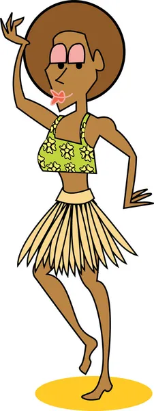 Hübsche Hula-Tänzerin im Rock tanzt — Stockvektor