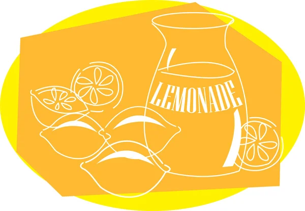 Kanne Limonade mit Zitronen drumherum — Stockvektor