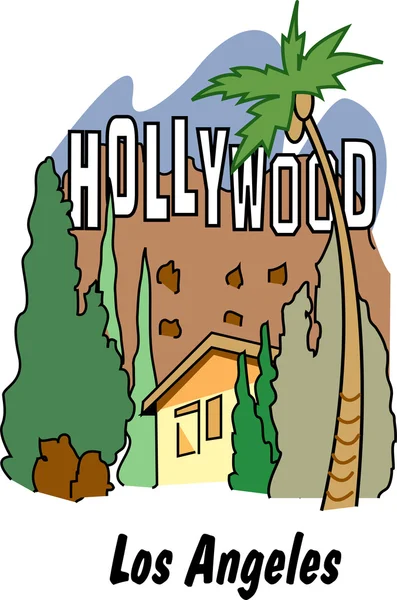 Hollywood teken in Los Angeles — Stockvector