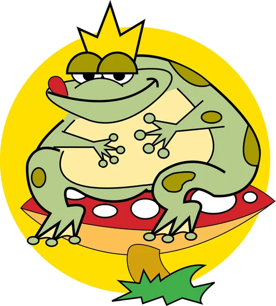 Fat Toad Sitting on a Mushroom Vector Graphics